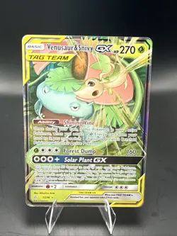 Pokemon Venusaur & Snivy GX Ultra Rare Holo SM - Cosmic Eclipse 1/236 - Image 1