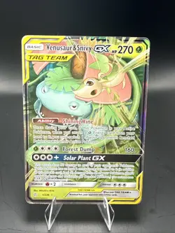 Pokemon Venusaur & Snivy GX Ultra Rare Holo SM - Cosmic Eclipse 1/236 - Image 2