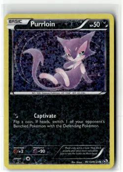 Purrloin ⭐ RC13 Holo Uncommon Legendary Treasures 2013 Pokemon NM - Image 1