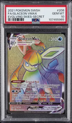 2021 POKEMON SWORD & SHIELD EVOLVING SKIES SECRET FULL ART/GLACEON VMAX PSA 10 - Image 1