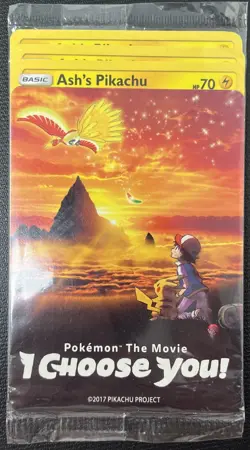 Pokemon the Movie I Choose You Ash's Pikachu Promo Sealed Pack SM109 SM111 SM114 - Image 1