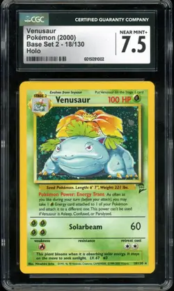 2000 Pokemon Base Set 2 #18 Venusaur Holo CGC 7.5 NM+ - Image 1