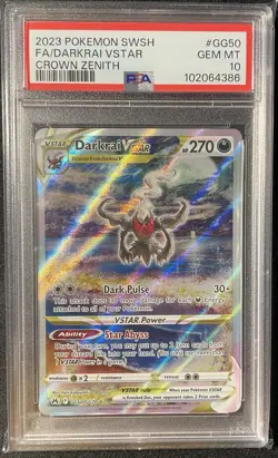 2023 POKEMON SWORD & SHIELD CROWN ZENITH #GG50 FULL ART/DARKRAI VSTAR PSA 10 - Image 1