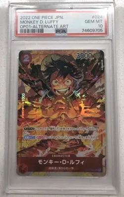 PSA 10 Monkey D. Luffy Alt Art OP01-024 Japanese Romance Dawn One Piece - Image 1