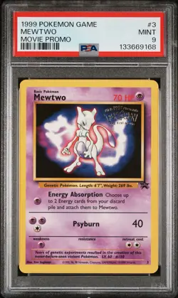 PSA 9 Mewtwo 3 Black Star Promo Movie Promo 1999 Pokemon Card New Cert - Image 1