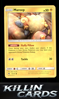 Mareep (75) 75/214 Pokemon Common SM - Lost Thunder Card NM - Image 1