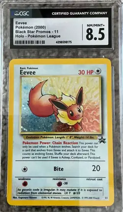 Eevee #11 Black Star Promos Holo (2000) Pokemon Card English - CGC 8.5 MINT - Image 1