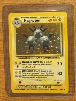 2000 Pokemon MAGNETON Base Set 2 HOLO Foil Rare Card 9/130 WotC NM NP - Image 1
