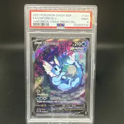 Pokemon 2021 Premium Collection 181 Vaporeon v SWSH Black Star Promo Card PSA 9 - Image 1