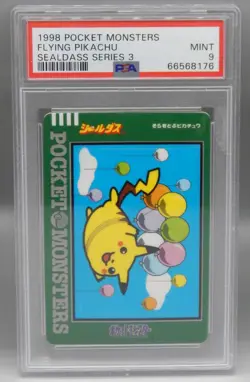 1998 Japanese SEALDASS series 3 Pokemon card FLYING PIKACHU PSA 9 Bandai RARE !! - Image 1