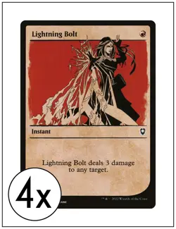 4x Lightning Bolt, Showcase Art Baldur's Gate, Magic the Gathering MTG NM - Image 1