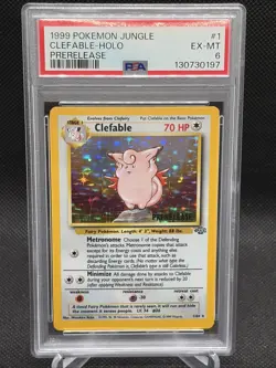 1999 Pokemon Jungle CLEFABLE HOLO RARE PRERELEASE STAMP SP #1/64 PSA 6! - Image 1