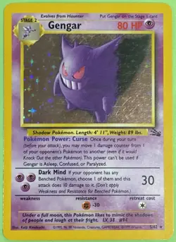 Gengar 5/62 1999 Fossil Unlimited Holo Rare Vintage Pokemon Card CLEAN - Image 1