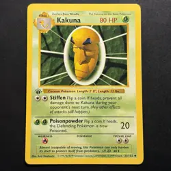 Pokemon Vintage First Edition Kakuna 033/102 Base Set (Shadowless) Wotc 1999 - Image 1