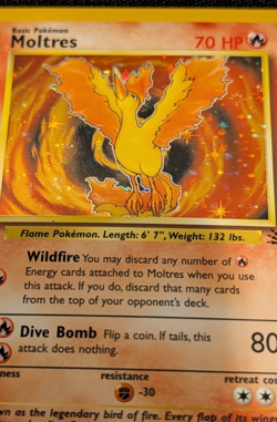 1999 Pokemon Fossil Moltres 12/62 Holo Rare Unlimited WOTC LP NM - Image 2