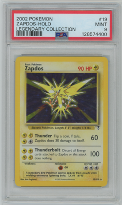 2002 POKEMON LEGENDARY COLLECTION #19 ZAPDOS-HOLO PSA 9 - Image 1