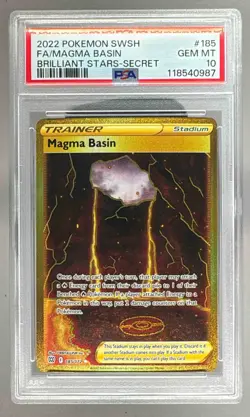 0987 Magma Basin 2022 Pokemon Sword & Shield Brilliant Stars #185 PSA 10 - Image 1