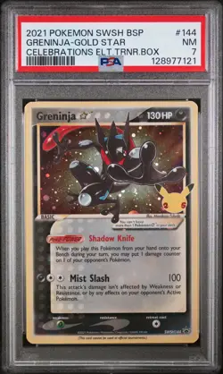 2021 Pokemon Swsh Black Star Promo #144 Greninja-Gold Star Celebrations E PSA 7 - Image 1