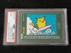 PSA 9 Pokemon Carddass Sealdass Series 2 SURFING PIKACHU 1997 Sticker Japanese - Image 1