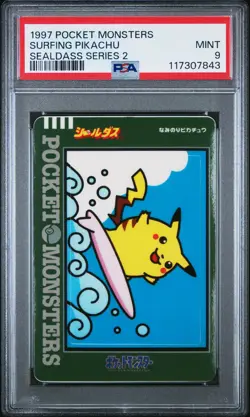1997 POCKET MONSTERS SEALDASS SER 2 SURFING PIKACHU PSA 9 - Image 1
