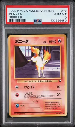 1998 POKEMON JPN VENDING SER III #77 PONYTA PSA 10 - Image 1