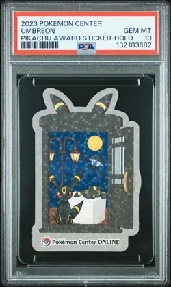 2023 POKEMON CENTER PIKACHU AWARD DELIVERY! STICKER HOLO UMBREON PSA 10 - Image 1