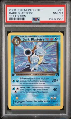 2000 Pokemon 1st Edition Rocket Dark Blastoise Graded Slab PSA 8 #20/82 - Image 1