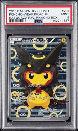 2016 POKEMON JPN XY PROMO #231 PONCHO-WEARING PIKACHU PSA 9 - Image 1