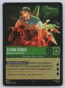 Disney Lorcana Cold Foil - Flynn Rider - Breaking 102/204 - Reign of Jafar (8) - Image 1