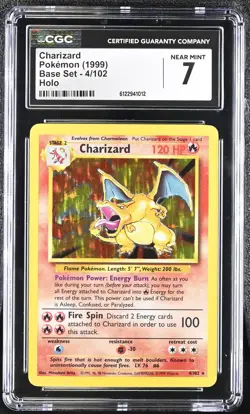 CGC 7 Charizard 1999 Base Set 4/102 Holo Pokemon Card - Image 1