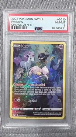 2023 POKEMON SWORD & SHIELD CROWN ZENITH #GG10 FULL ART/MEW PSA 8 - Image 1