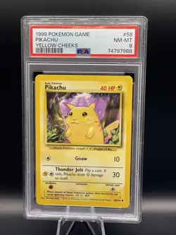 1999 Pokemon Base Set Pikachu Yellow Cheeks 58/102 PSA 8 Near Mint - Mint 🔥🔥🔥 - Image 1