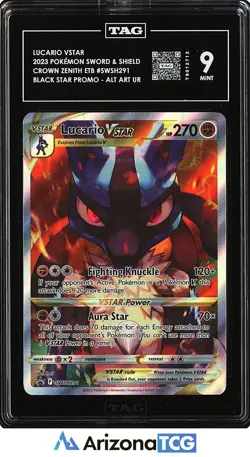 Pokemon 2023 Lucario VSTAR SWSH291 Alt Art Black Star Promo Crown Zenith TAG 9 - Image 1
