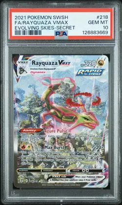 2021 POKEMON SWORD & SHIELD EVOLVING SKIES SECRET FULL ART/RAYQUAZA VMAX PSA 10 - Image 1