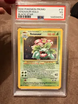 2000 POKEMON PROMO VENUSAUR-HOLO BLACK STAR VG PSA 3 #13 - Image 1