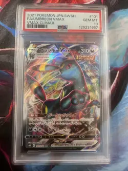 UMBREON 2021 POKEMON SWORD & SHIELD VMAX CLIMAX 101/184 FULL ART PSA 10 GEM MINT - Image 1
