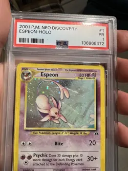 SWIRL PSA 1 2001 Neo Discovery Espeon 1/75 Holo Foil Rare Pokemon WOTC - Image 3