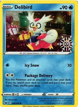 Pokemon TCG Delibird Snowflake Stamp 032/198 Pokemon Holiday Calendar Promo NM - Image 1