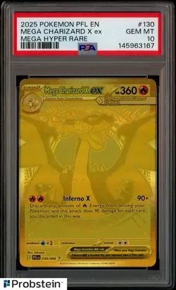 2025 Pokemon PFL EN Mega Hyper Rare #130 Mega Charizard X ex PSA 10 - Image 1