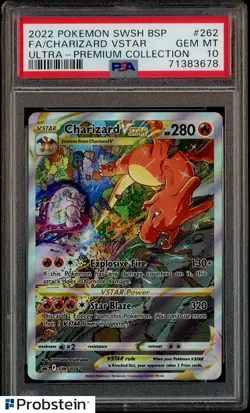 2022 Pokemon SWSH BSP Ultra Premium Collection #262 FA Charizard VSTAR PSA 10 - Image 1