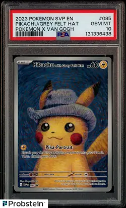 2023 Pokemon SVP EN Pokemon X Van Gogh #085 Pikachu with Grey Felt Hat PSA 10 - Image 1