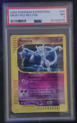Pokemon 2002 Expedition #20 Mewtwo Reverse Foil PSA 7 NM - Image 1