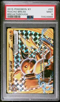 2015 Pokemon XY Breakthrough Raichu Break #50/162 PSA 9 - Image 1