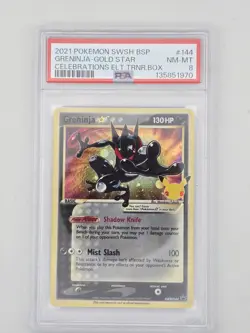 2021 POKEMON SWSH BLACK STAR PROMO #144 GRENINJA-GOLD STAR CELEBRATIONS PSA 8 - Image 1