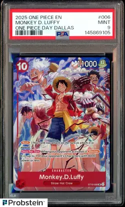 2025 One Piece EN One Piece Day Dallas #006 Monkey D Luffy PSA 9 MINT - Image 1