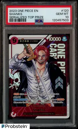 2023 One Piece Promo Serialized Top Prize #120 Shanks 0208/1000 PSA 10 GEM MINT - Image 1