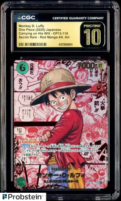 2025 One Piece OP13 #118 Monkey D. Luffy Red Manga Japanese CGC 10 PRISTINE - Image 1