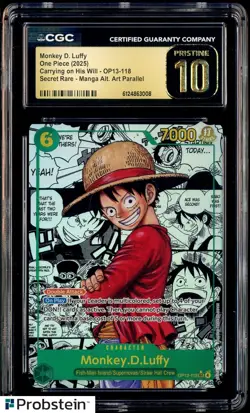 One Piece TCG Luffy Manga OP13 CGC Pristine 10 OP13-118 - Image 1