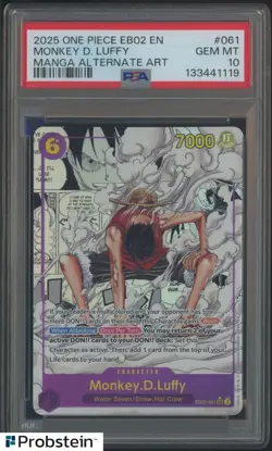 2025 One Piece EN EB02 Manga Alternate Art #061 Monkey D. Luffy PSA 10 GEM MINT - Image 1