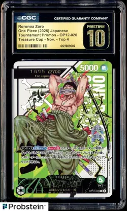 2025 One Piece Promo JPN Roronoa Zoro Treasure Cup Serial Top 4 CGC 10 PRISTINE - Image 1